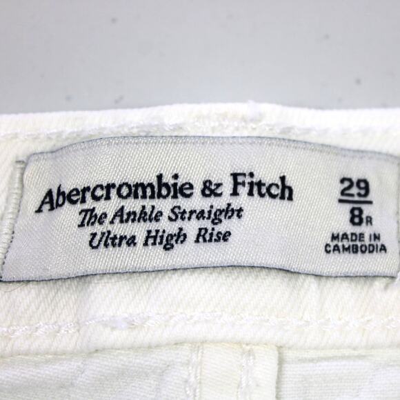 Abercrombie & Fitch Womens 8 The Ankle Straight Ultra High Rise White Distressed - Picture 7 of 10